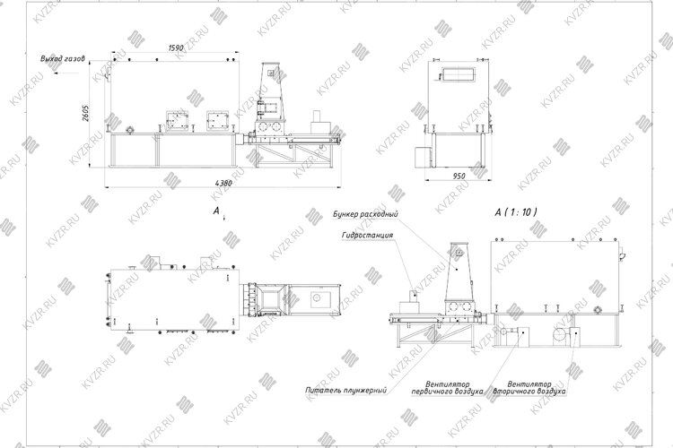 Чертеж котла 250 кВт на щепе